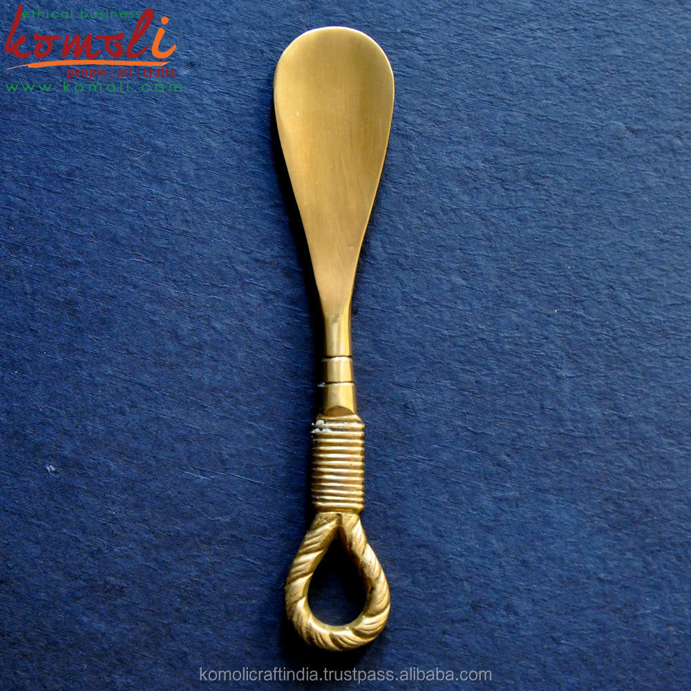 Kings crown shape long custom metal shoehorn Indian brass handicraft