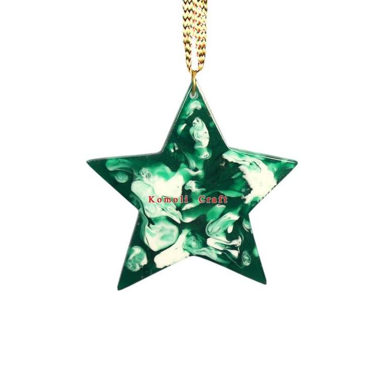 Green marble effect handmade acrylic resin Christmas flat glass ornaments