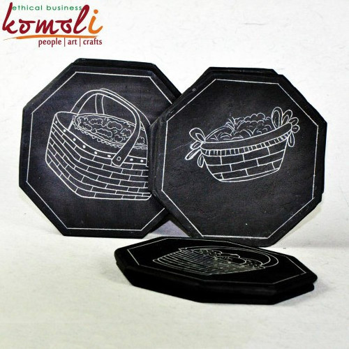 Stone black slate coasters cheese plate hearts coaster