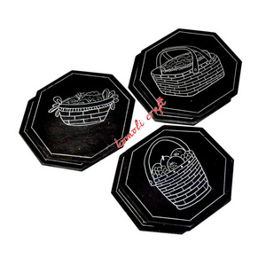 Stone black slate coasters cheese plate hearts coaster