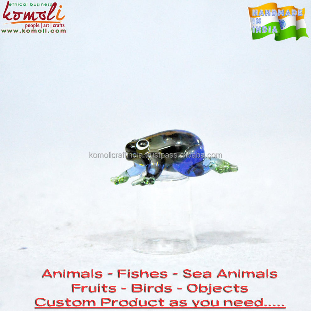 Micro mini small animal miniature glass frog figurines blown working