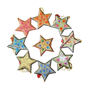 Vibrant multi color wooden hand painted Christmas flat ornaments buy in bulk christmas decorations