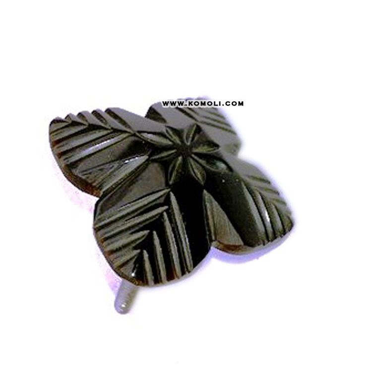 Leaf shaped carved horn bone knob drawer pull for wholesale furniture