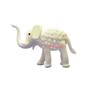 White mesh design lamp working home decorative tiny glass elephant animal figurines