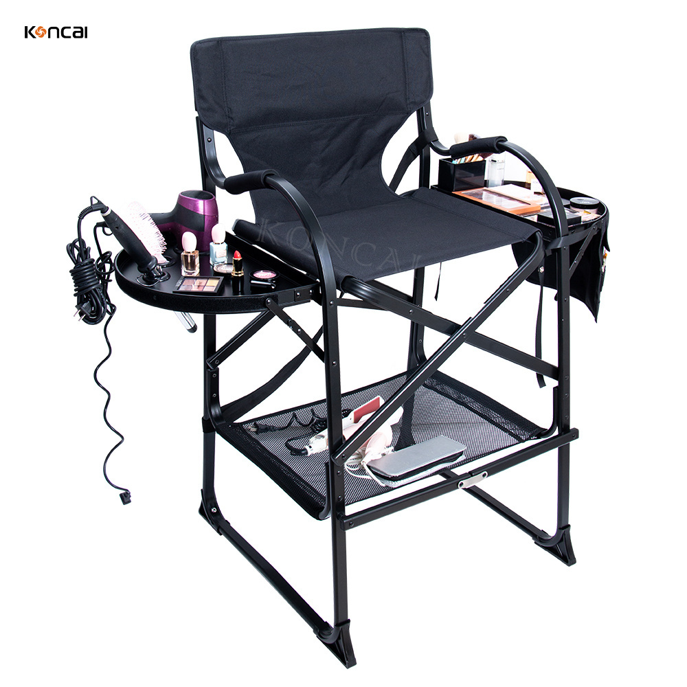 KONCAI modern fashion high quality portable aluminum professional makeup hair salon chair with tray and bag