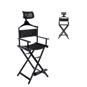 hairdressing nail salon beauty Black Folding Portable Make Up Chair Professional Custom Aluminium Makeup Artist Director Chair