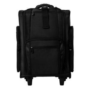 KONCAI FAMA factory Classic Black high quality professional trolley Bag cosmetic nylon Train Case Rolling makeup Case