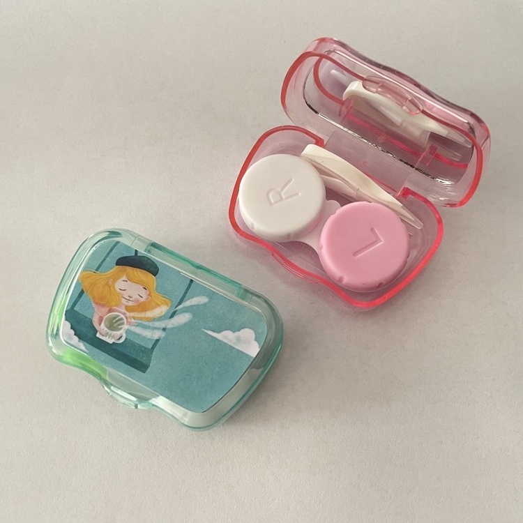 many designs delicate small contact lens travel kits with mirror cute contact cases A-700