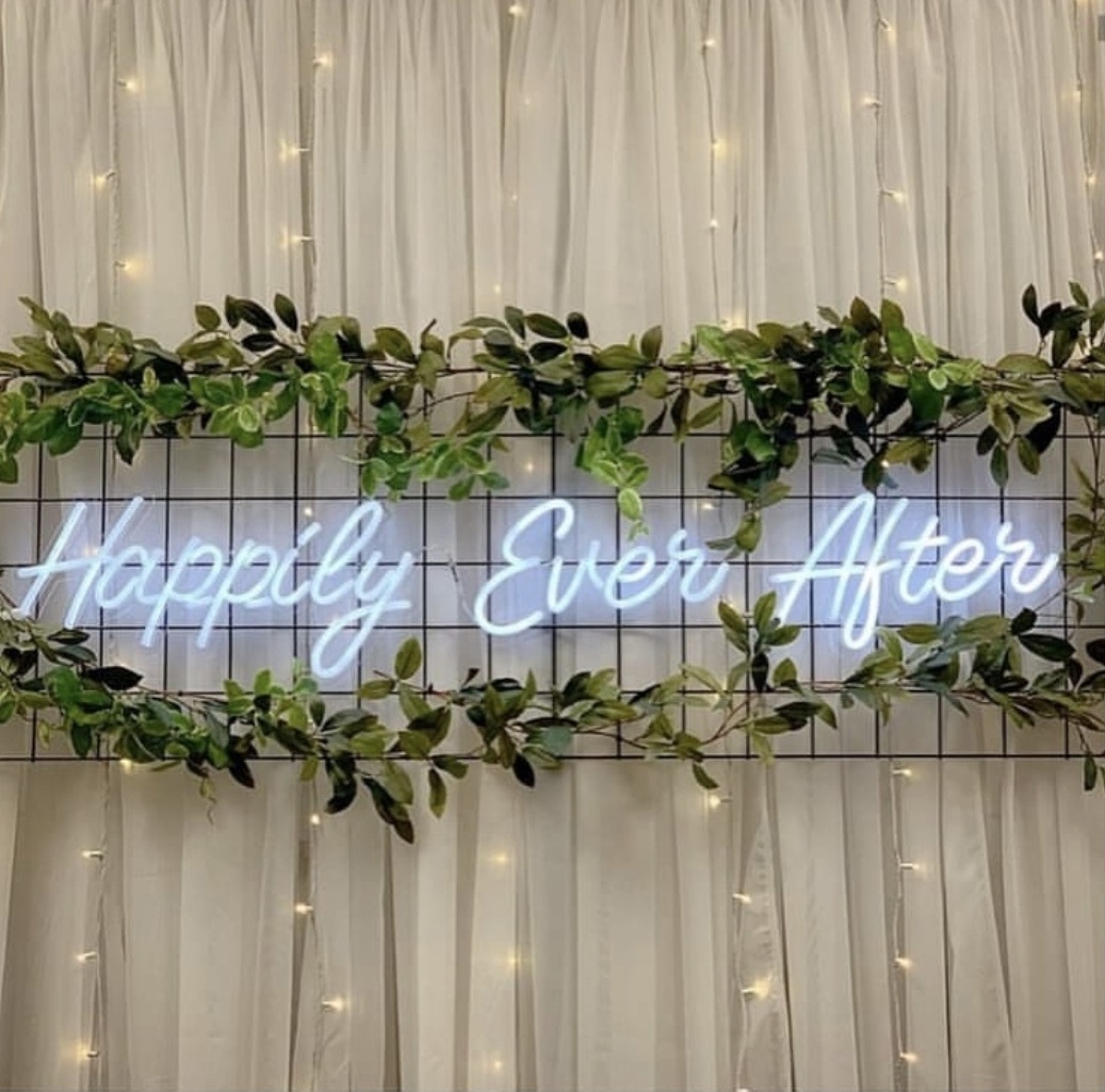 Koncept Free Drop-Shipping 100CM New Arrival Wall Mounted Letter Light Happily ever after LED Neon Sign for Wedding Decoration