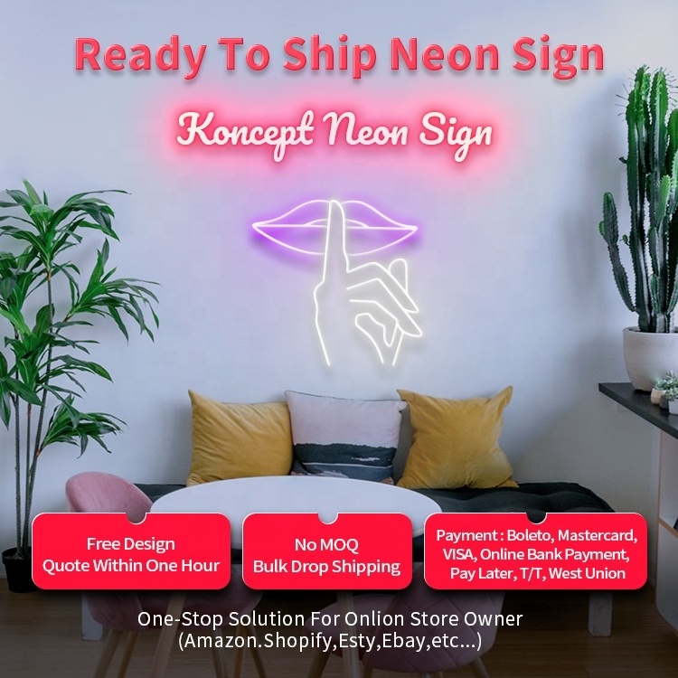 Koncept Drop Shipping 20inch Mouth lips(uv) neon wall Neon Light Advertising Custom LED Neon Sign