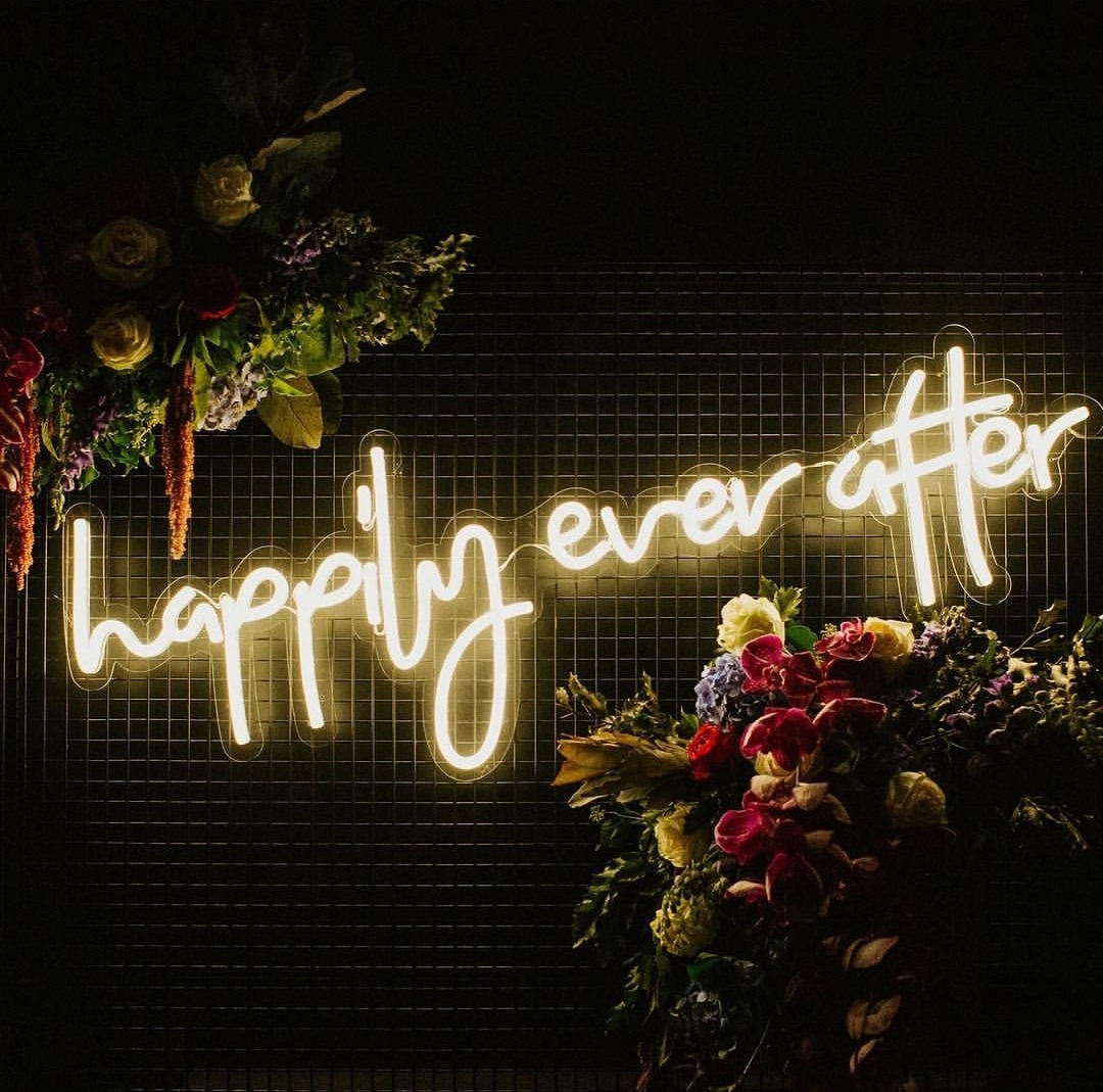 Koncept Free Drop-Shipping 100CM New Arrival Wall Mounted Letter Light Happily ever after LED Neon Sign for Wedding Decoration