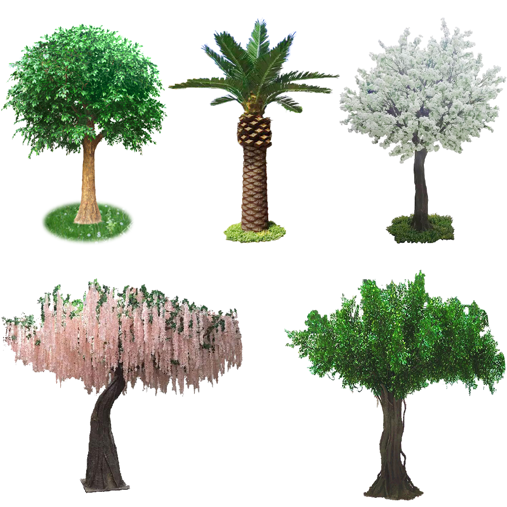 UV Proof Garden Tropical Plants Artificial Big Trees Ornamental Artificial Palm Tree Coconut Outdoor Royal Plastic Palm Trees