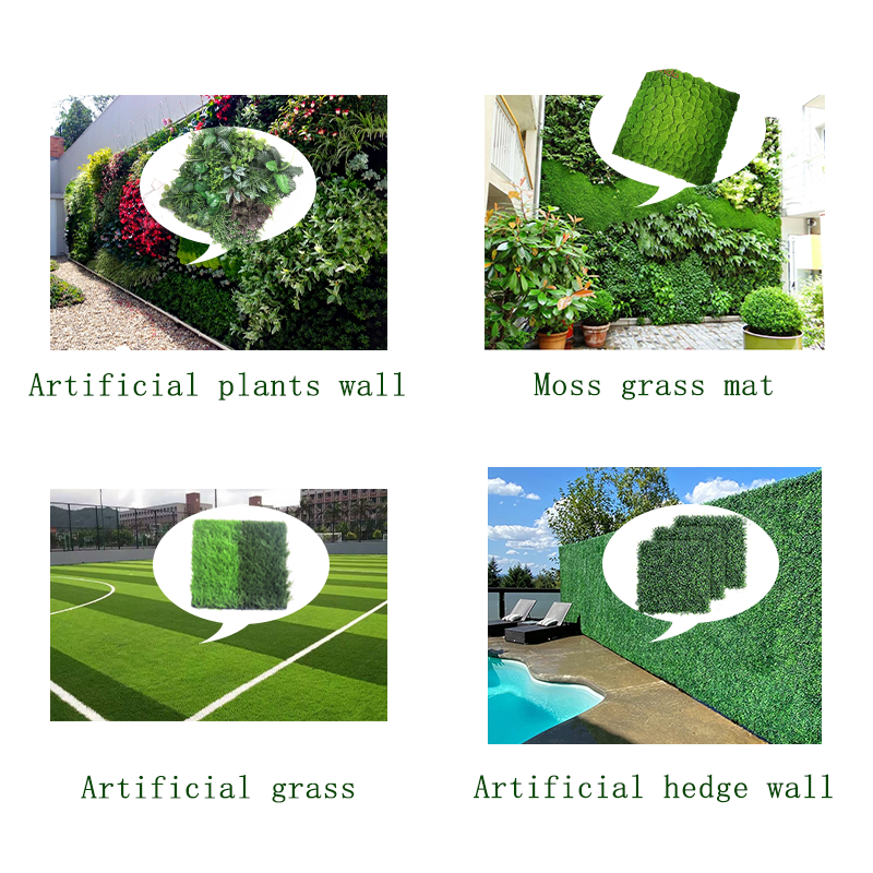 Outdoor Decor Plastic Fake Plant Wall Panels Plastic Grass Wall Backdrop Grass Moss Panels Artificial Green Natural Touch Leaf