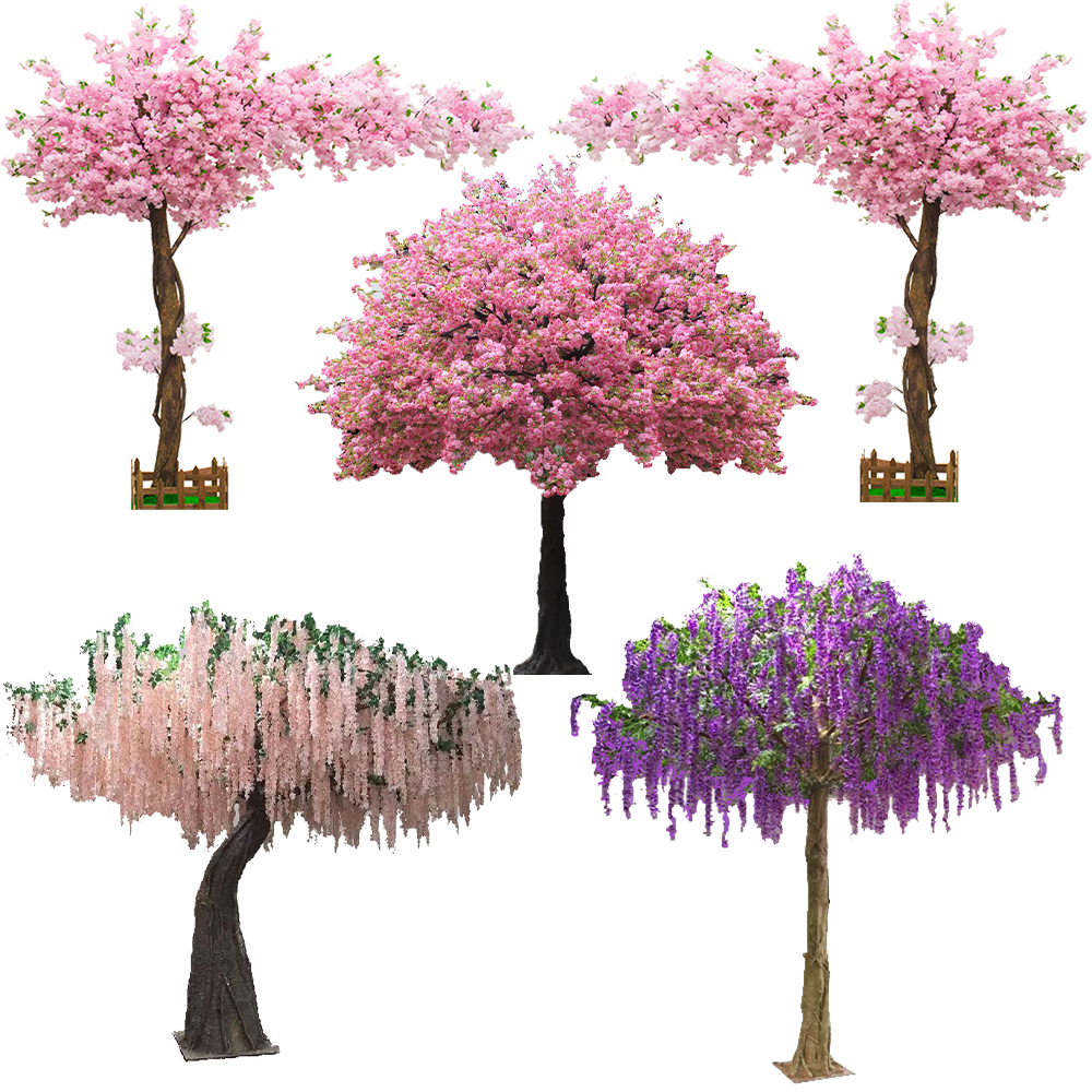 Garden Decor Artificial Banyan Ficus Tree Pink White Cherry Blossom Tree Arch Wisteria outdoor led lighted coconut palm tree