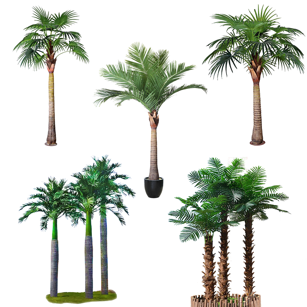 UV Proof Garden Tropical Plants Artificial Big Trees Ornamental Artificial Palm Tree Coconut Outdoor Royal Plastic Palm Trees