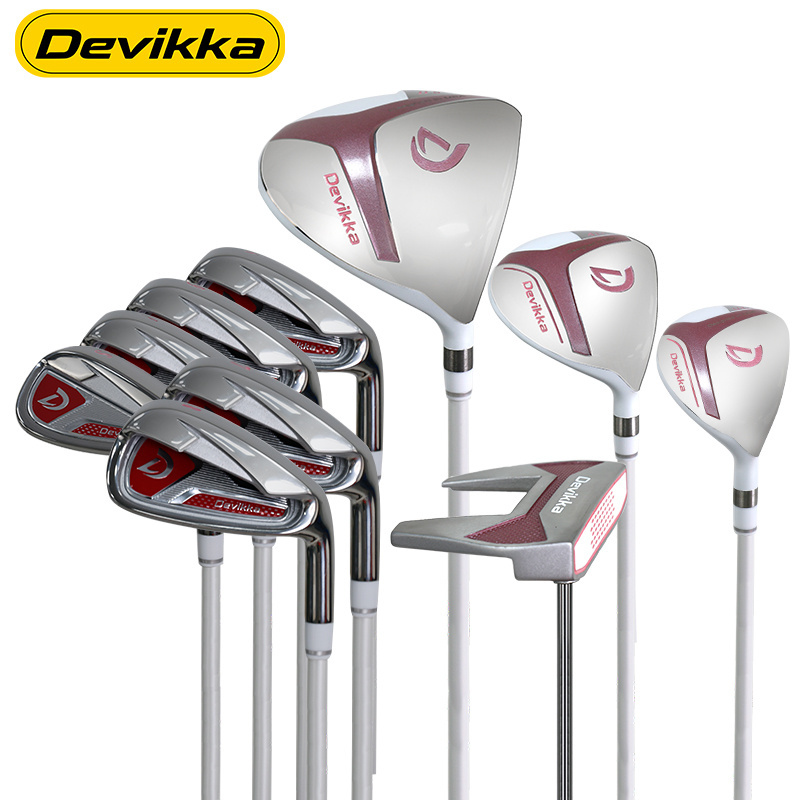 Devikka Hot Selling Custom Logo Best Complete Set Forged Light Weight Accept Sets Universal Golf Clubs for Women Black Rubber