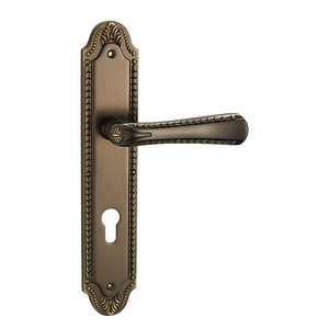 High quality new design vintage solid brass zinc alloy interior bronze door handle for luxury door