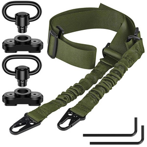 Kongbo Two-Point Sling Adjustable Length Traditional Sling for Outdoor Sport with 2 Pack 1.25" QD Sling Rail Swivel Mounts