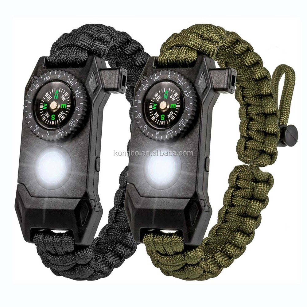 KongBo Outdoor Emergency Adjustable LED Light Survival Paracord Bracelet