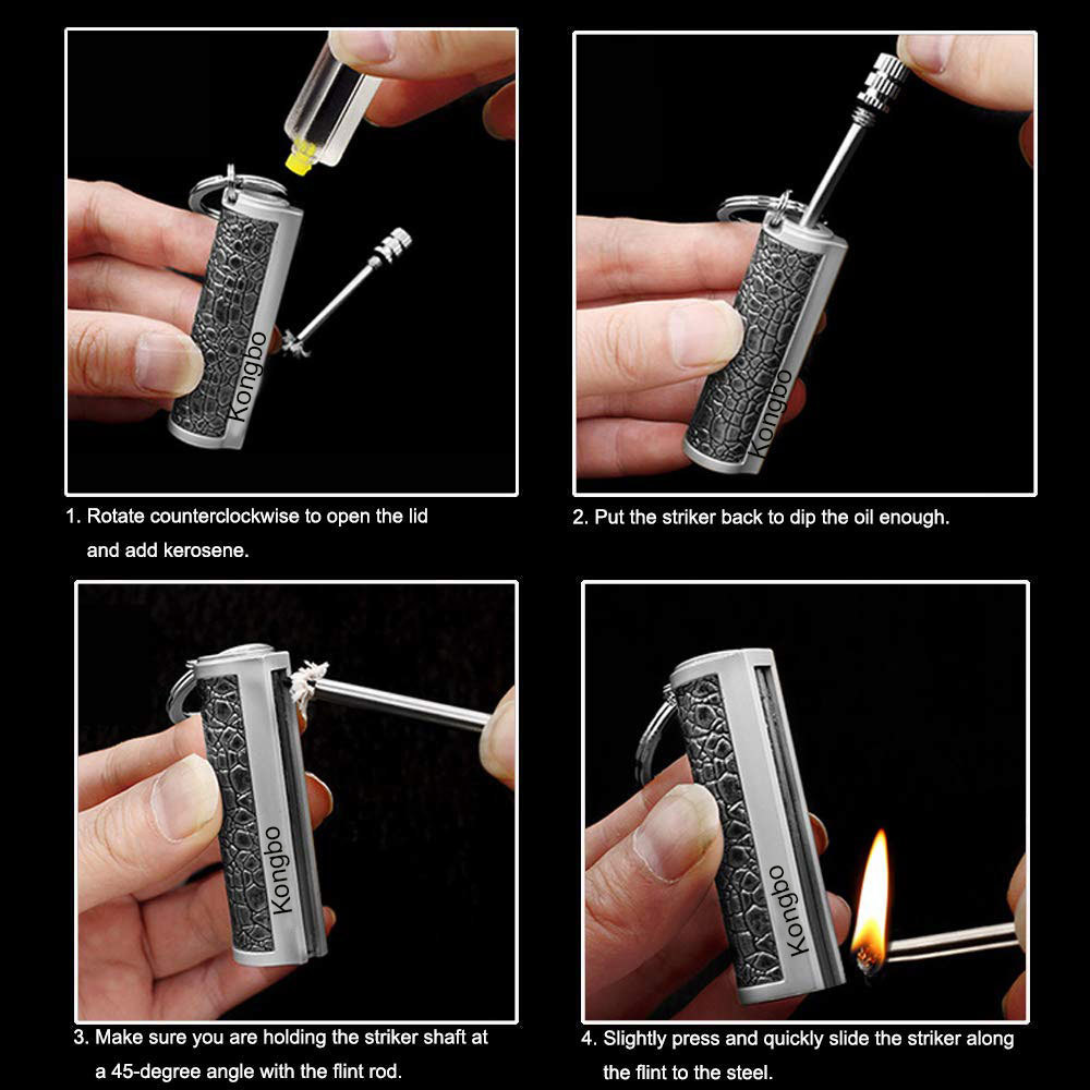 Kongbo Permanent Match Metal Reusable Survival Fire Starter Lighter Emergency Waterproof Keychain Striker Stick Permanent Match