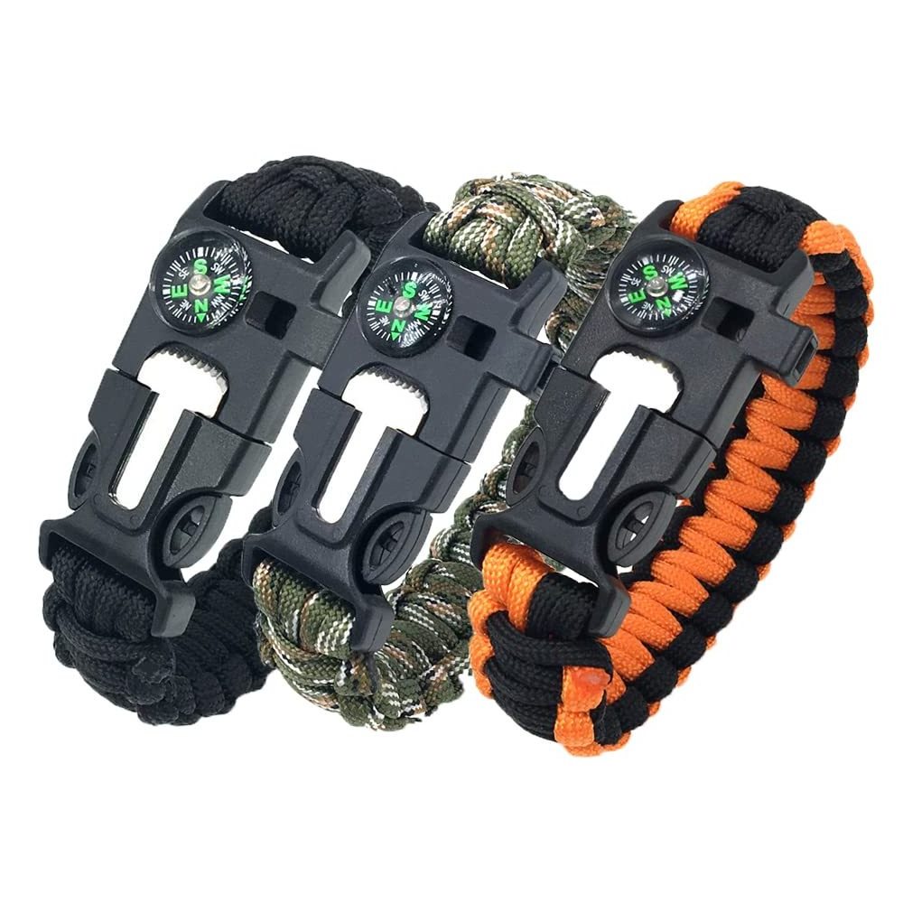 USA Warehouse KongBo  5 in 1 Outdoor Paracord Survival Bracelet with Embedded Compass Fire Starter