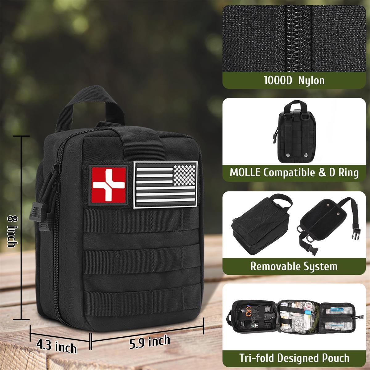 Kongbo 170 PCS Survival Kits First Aid Kit/Trauma Kit with Essential Survival Gear Emergency Supplies for Outdoor Adventure