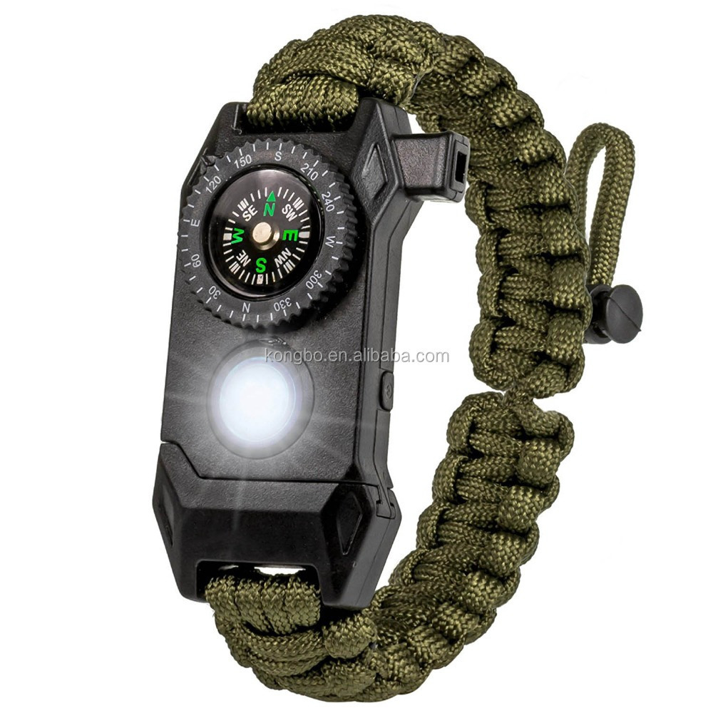 KongBo Outdoor Emergency Adjustable LED Light Survival Paracord Bracelet