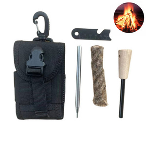 KongBo  Bushcraft Natural Tinder Fire Starter Rod Jute Rope Wax Survival Multi Tool Camping Backpacking Waterproof Hiking Gears