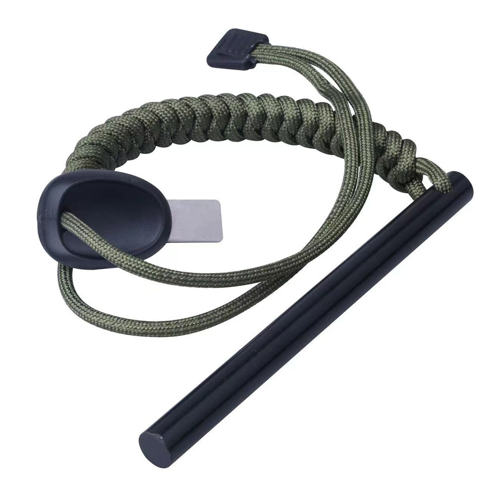 Kongbo Emergency Survival Ferrocerium Drilled Flint Firesteel Fire starter Ferro Rod with Paracord Lanyard Handle