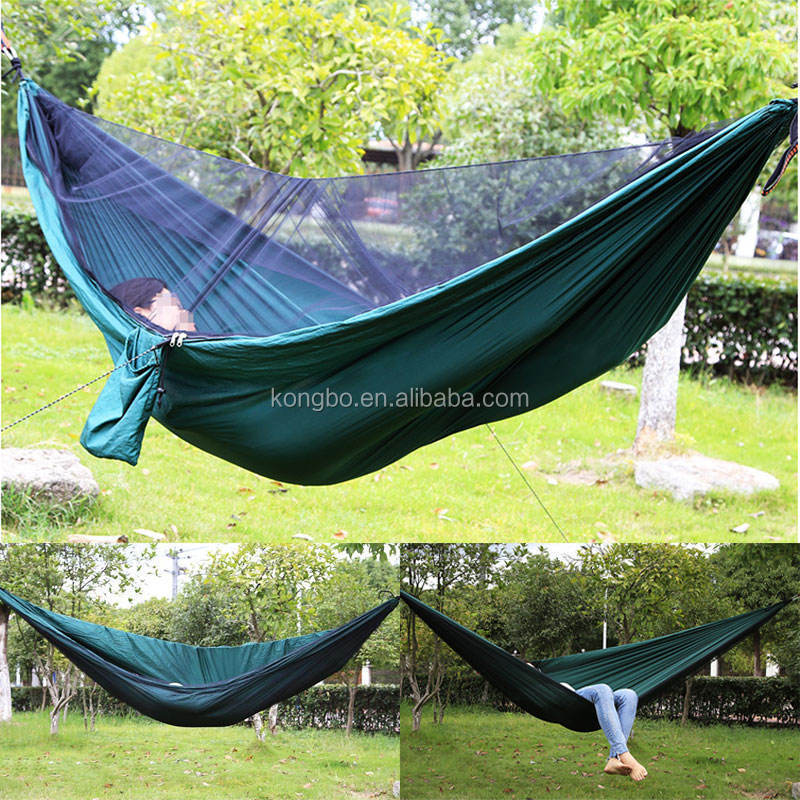 KongBo Lightweight Outdoor Portable Parachute Tree Straps Double Camping Hammock With Mosquito Net