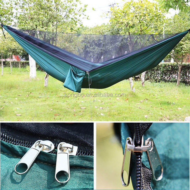 KongBo Lightweight Outdoor Portable Parachute Tree Straps Double Camping Hammock With Mosquito Net