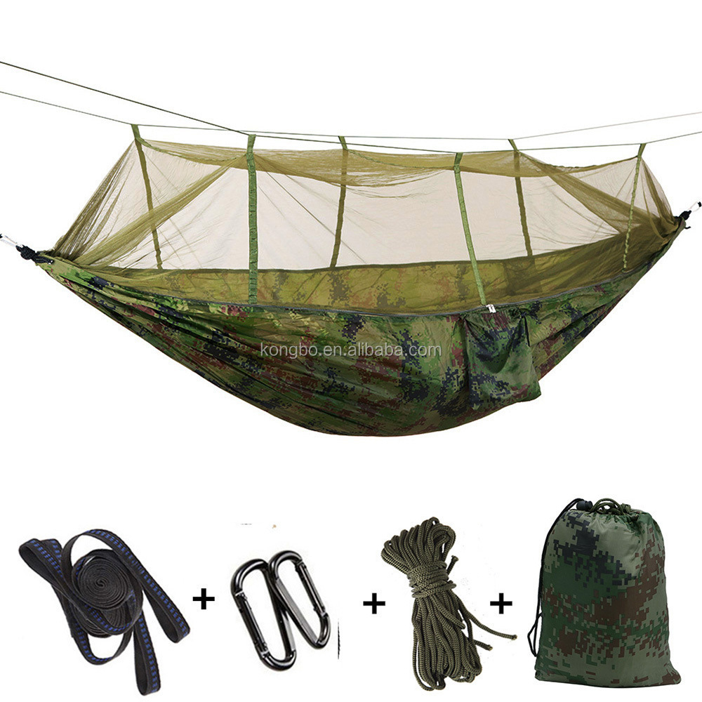 Kongbo Custom cheap china wholesale quilted Camping waterproof printed nylon foldable 3 person Beach hammock with mosquito net