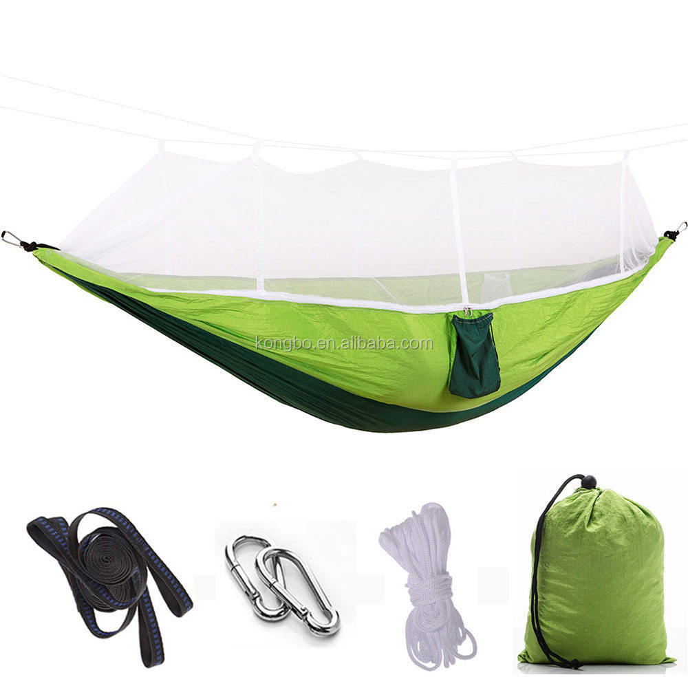 Kongbo outdoor portable selling reasonable price camping hangzhou hanging hammock with mosquito bug mesh net and roof