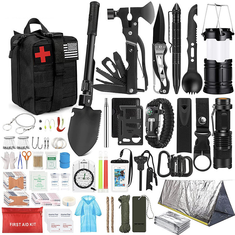 Kongbo 250Pcs Survival Gear First Aid Kit with Molle System Compatible Bag and Emergency Tent Survival Kit