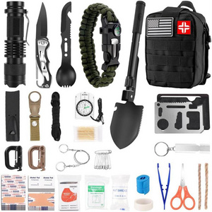 Kongbo Emergency Survival Kit First Aid Kit, 121Pcs Tactical Gear Camping Gear Emergency Supplies with MOLLE Pouch