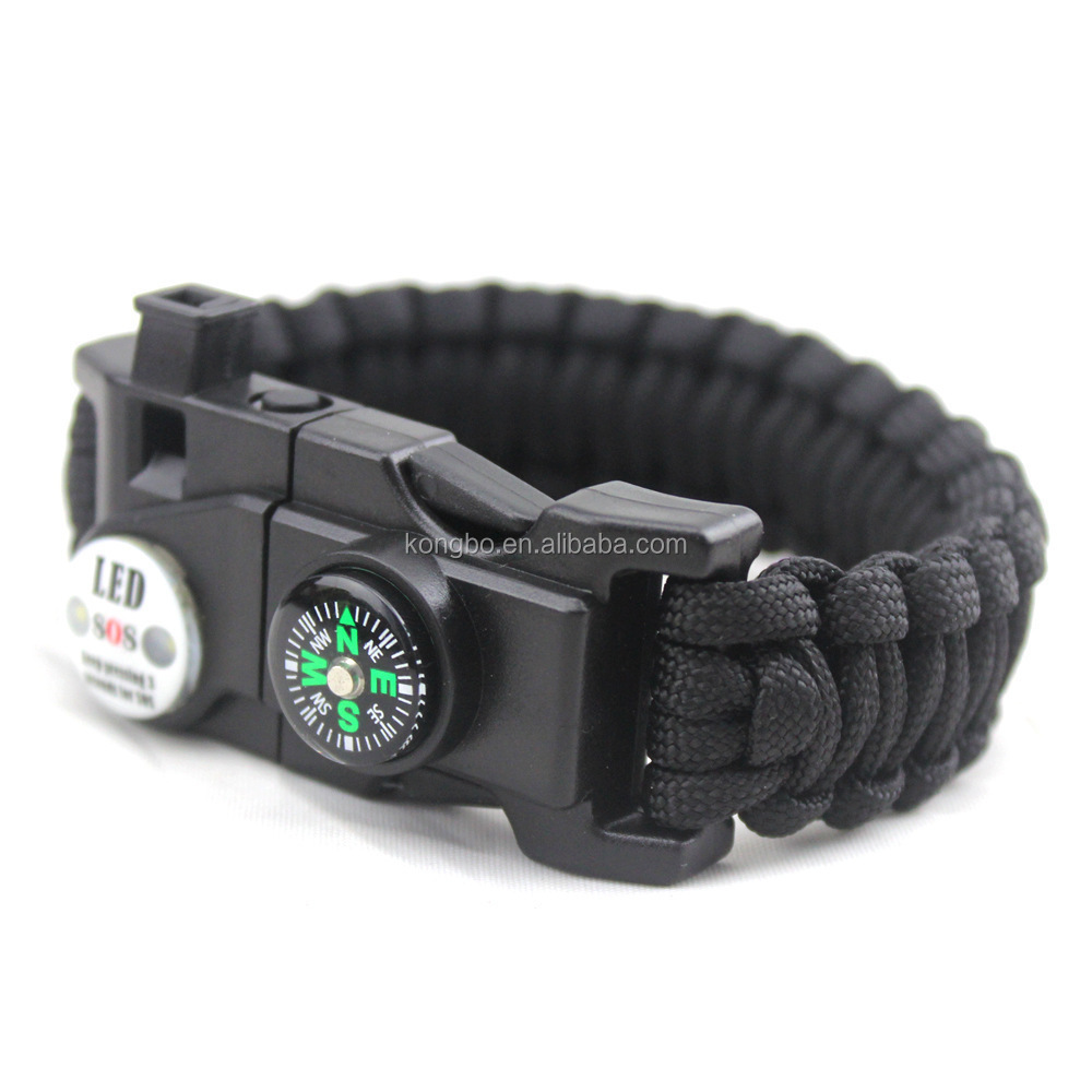 KongBo Multifunction Portable Survival Tools LED Light 550 Paracord Survival Bracelet