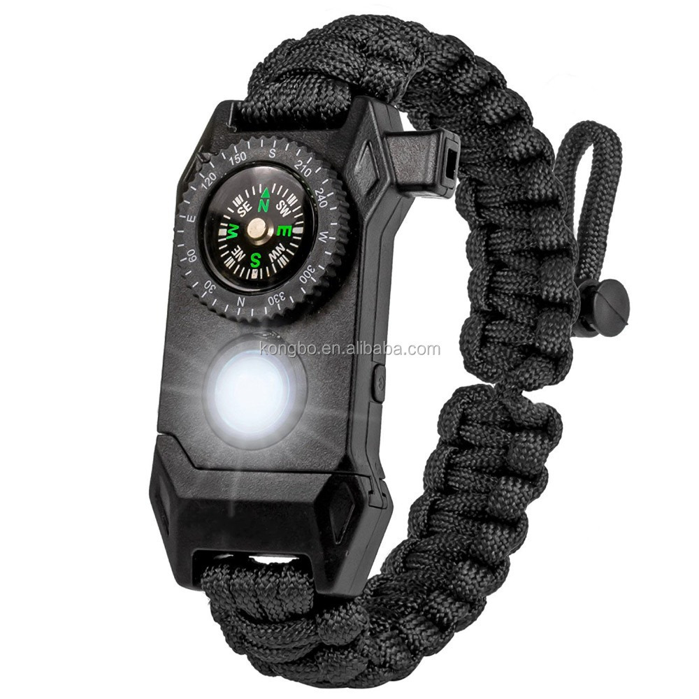 KongBo Outdoor Emergency Adjustable LED Light Survival Paracord Bracelet