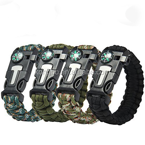 USA Warehouse KongBo  5 in 1 Outdoor Paracord Survival Bracelet with Embedded Compass Fire Starter