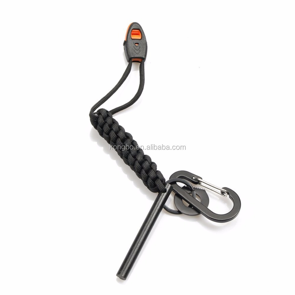 KongBo Emergency Survival Kit Fire Starter Multi-Purpose Paracord Keychain Survival