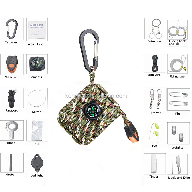 KongBo new wholesale 550 fishing Tools paracord emergency survival gear for outdoor