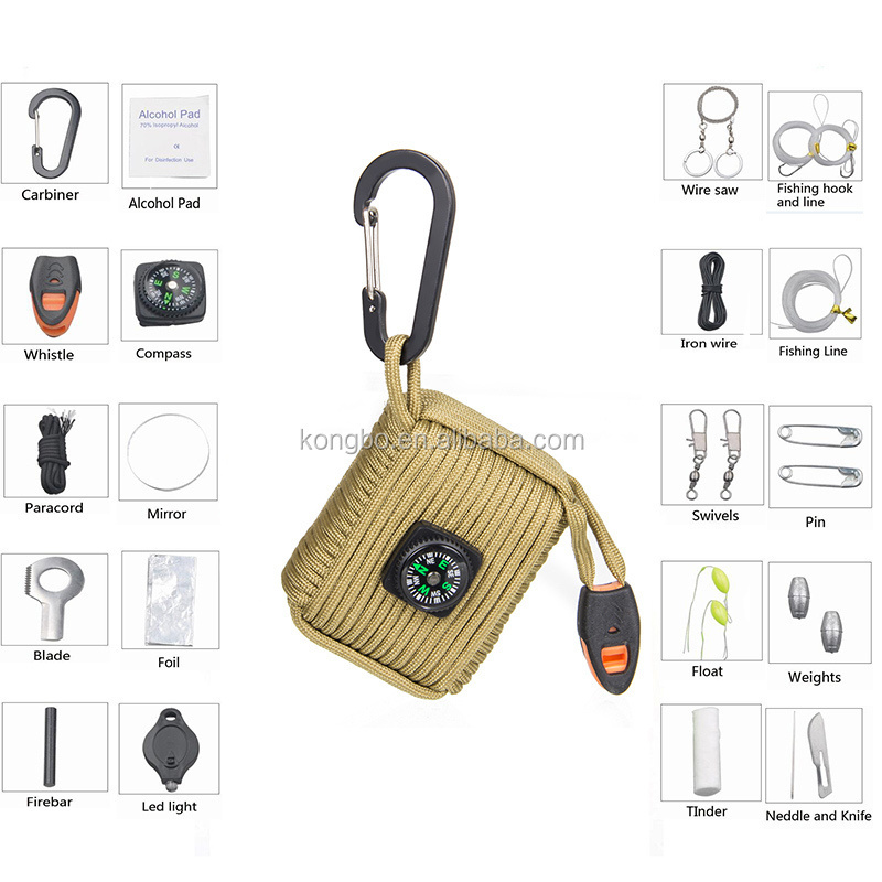 KongBo new wholesale 550 fishing Tools paracord emergency survival gear for outdoor