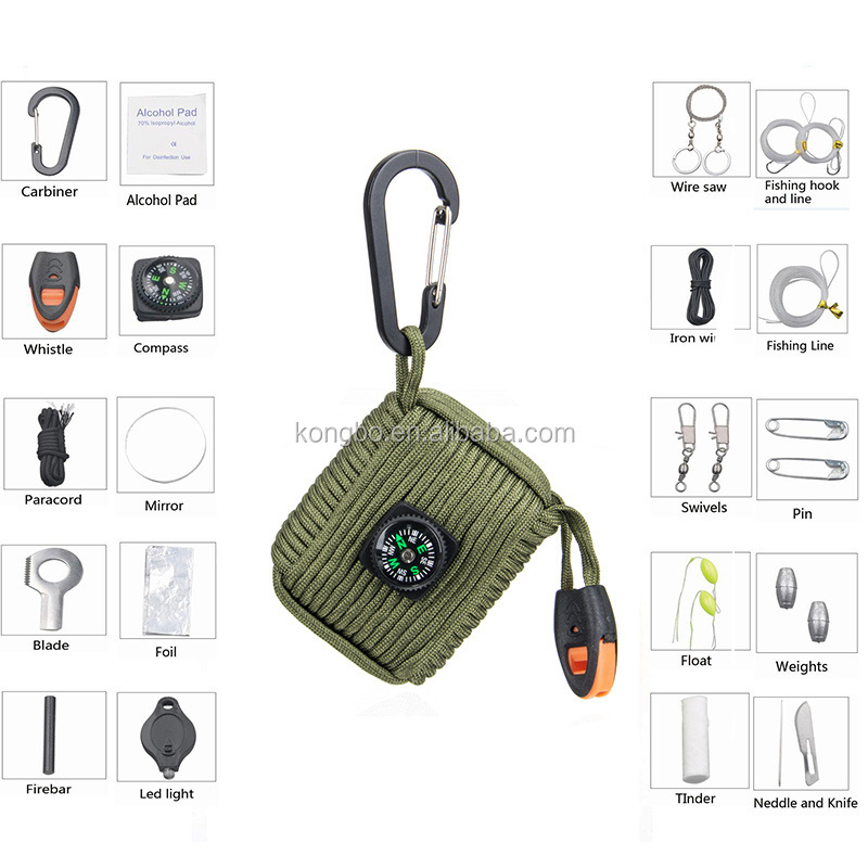 KongBo new wholesale 550 fishing Tools paracord emergency survival gear for outdoor