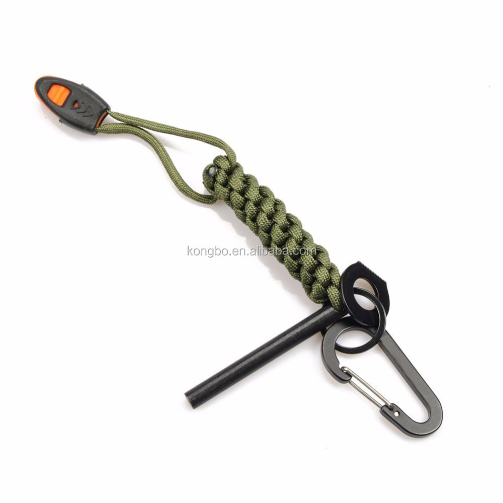 KongBo Emergency Survival Kit Fire Starter Multi-Purpose Paracord Keychain Survival