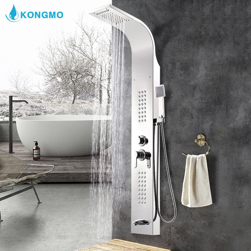 hot sale 304s smart shower panel led thermostatic shower faucet column bathroom faucet exposed thermostatic shower set brass