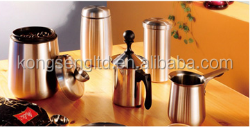 stainless steel coffee canister with spoon and Magnet lid