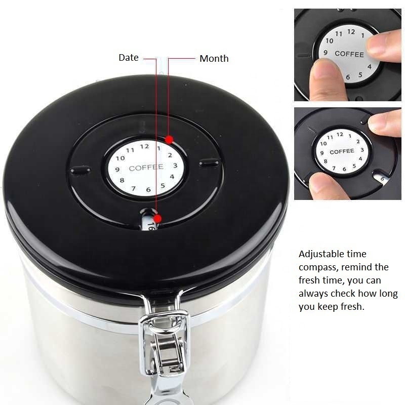 Classic Styled round Stainless Steel Coffee Canister Small Metal Food Canner with Timer Cover for Canning Food