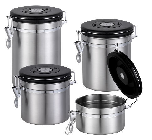 Classic Styled round Stainless Steel Coffee Canister Small Metal Food Canner with Timer Cover for Canning Food