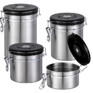 Classic Styled round Stainless Steel Coffee Canister Small Metal Food Canner with Timer Cover for Canning Food