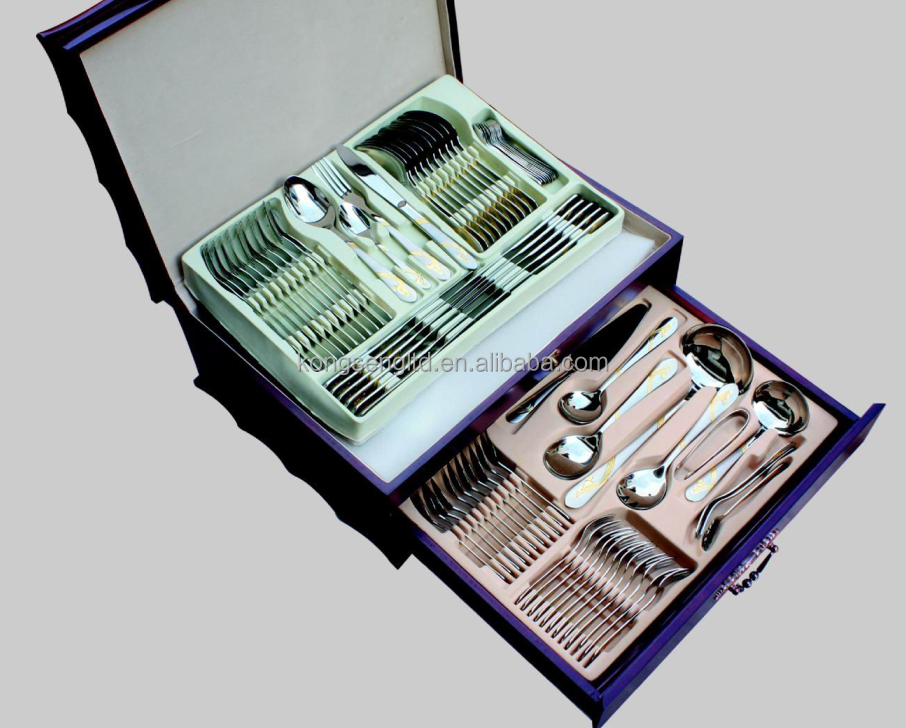 Wholesale 84 Pcs Stainless Steel Dinner Set Cutlery Set With Leather Case