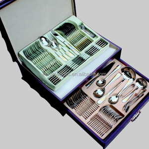 Wholesale 84 Pcs Stainless Steel Dinner Set Cutlery Set With Leather Case